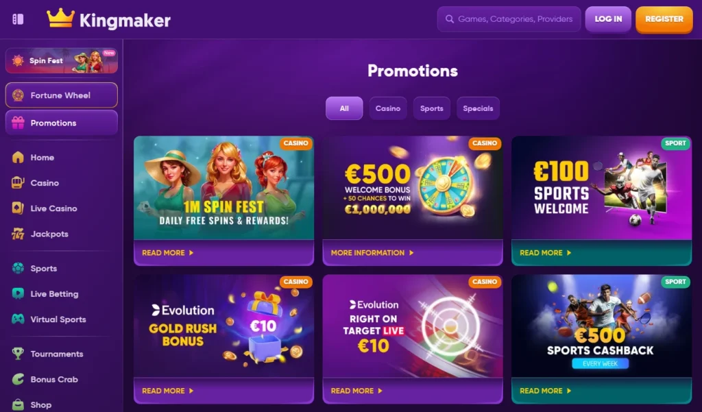 kingmaker casino bonus