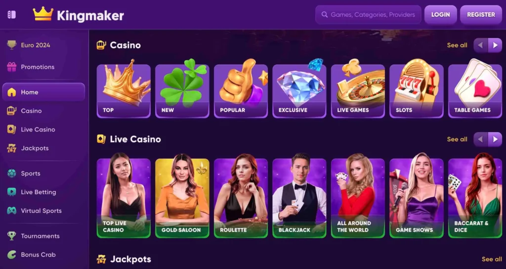 kingmaker casino games